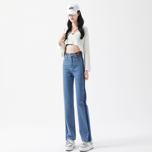 Light Wash High Waist Straight Leg Jeans